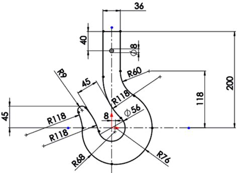Figure 5. Shape and dimensions of the analyzed crane hook : Full-field Stress Analysis of a ...