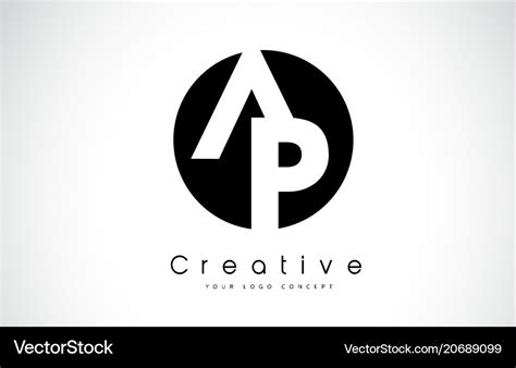 Ap letter logo design inside a black circle Vector Image