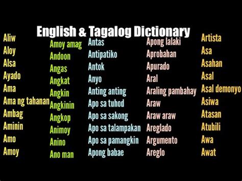 Tagalog & English Dictionary (Common Filipino Words) 🇵🇭 - YouTube