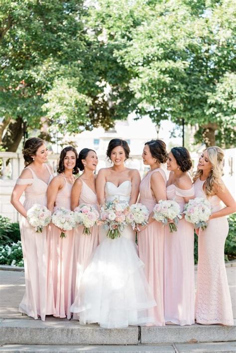 July Wedding-Light Pink Bridesmaid Dresses, Blue Invitation and Light Pink Centerpieces 2019 ...