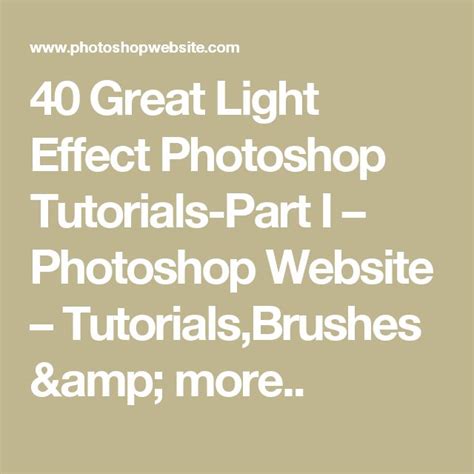 40 Great Light Effect Photoshop Tutorials-Part I | Light effect ...