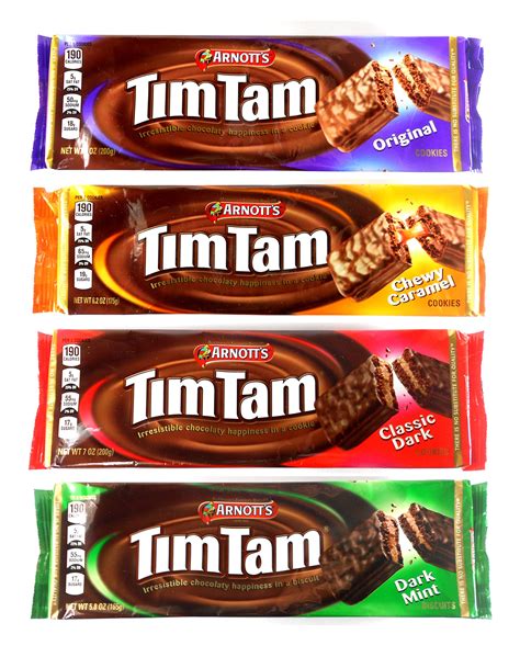 Arnott's Tim Tam Australian Chocolate Cookies Pack of 4 Variety (Original, Caramel, Dark, Dark ...