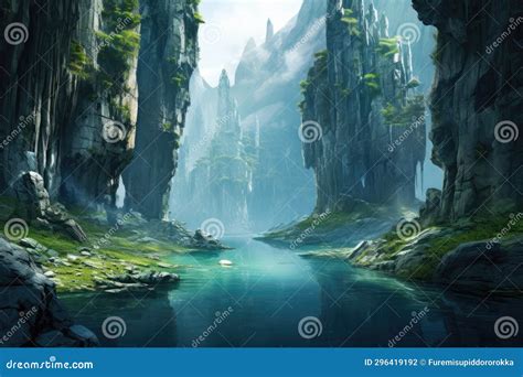 Magnificent Karst Landscape with Caves Stock Illustration - Illustration of landscape ...