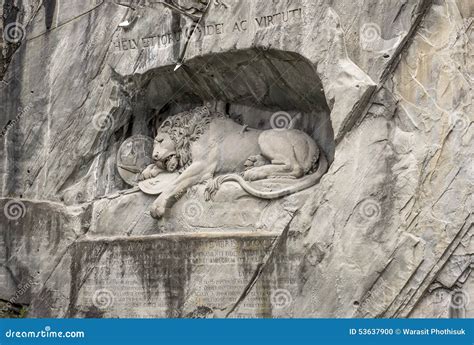 The Lion Monument, or Lion of Lucerne in Lucerne Switzerland. Stock Photo - Image of memorial ...