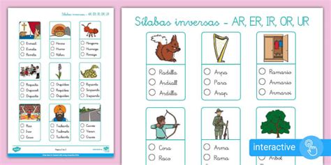 PDF interactivo: Sílabas inversas (teacher made) - Twinkl