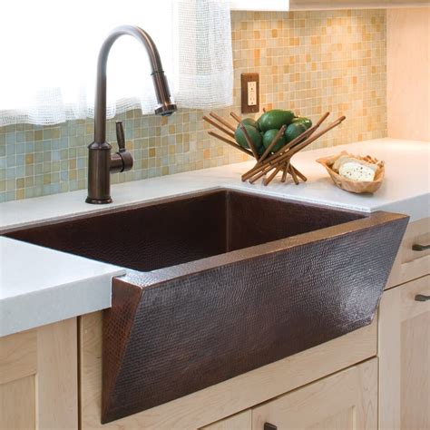 Gracefully Angled Hammered Kitchen Sink — Homebnc