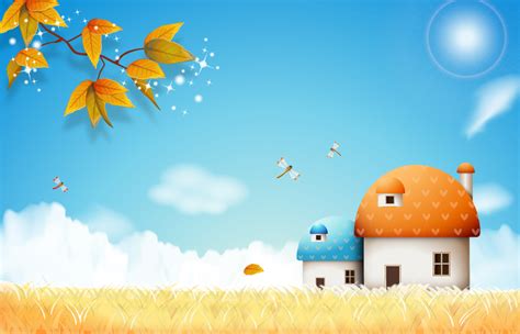 Cartoon Autumn Landscape Background, Cartoon, Fall, Maple Background Image for Free Download