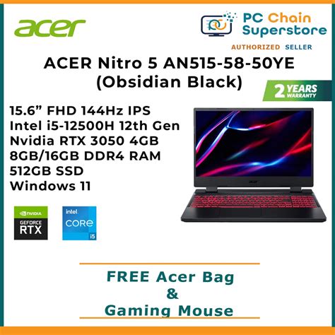 ACER Nitro 5 AN515-58-50YE 12th Gen Gaming Laptop - 15.6" FHD IPS | Intel i5-12500H | 8GB |512GB ...