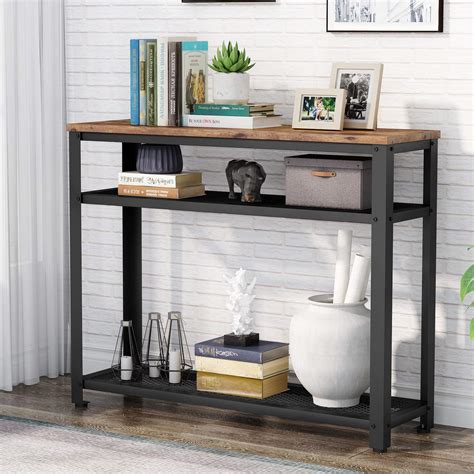 Buy Tribesigns 3-Tier Console Table, Narrow Console Table Side Table with Mesh Storage Shelves ...