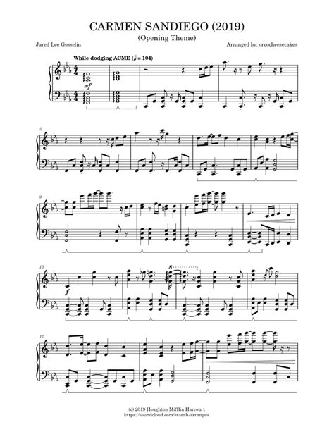 Theme Song - Carmen Sandiego (2019) Sheet music for Piano (Solo) | Musescore.com