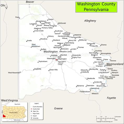 Map of Washington County, Pennsylvania - Thong Thai Real