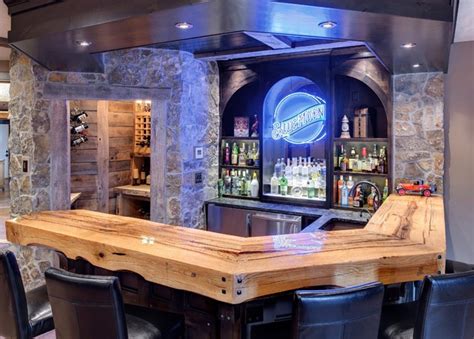 Rustic Bar & Wine Room - Traditional - Home Bar - minneapolis - by Divine Custom Homes