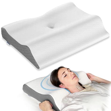 Buy Elviros Cervical Pillow for Neck Pain, 2 in 1 Memory Foam Contour ...