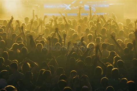 Large Crowd of People at a Stadium Concert in the Dark Editorial Photo ...