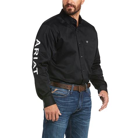 Buy Ariat Mens Logo Twill Classic Fit Shirt Black/White - The Stable Door