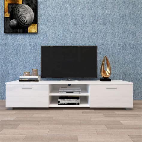 White TV Stand for 65 70 Inch Flat TV, Media Console Entertainment ...