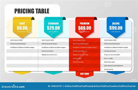 Infographic Design Template. Pricing Table Concept. Vector Stock Vector - Illustration of money ...