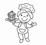 Cute Kid Chef sketch template
