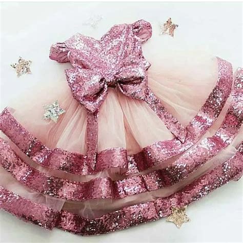 Glitter blush pink bling sequins baby girl birthday party dresses kids ...