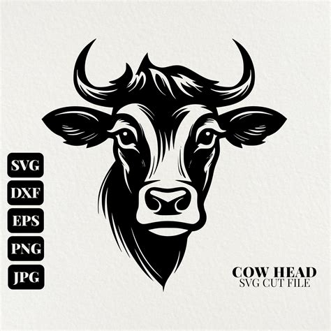 Cow Head SVG Commercial Use Clip Art Cow Svg Clipart PNG - Etsy