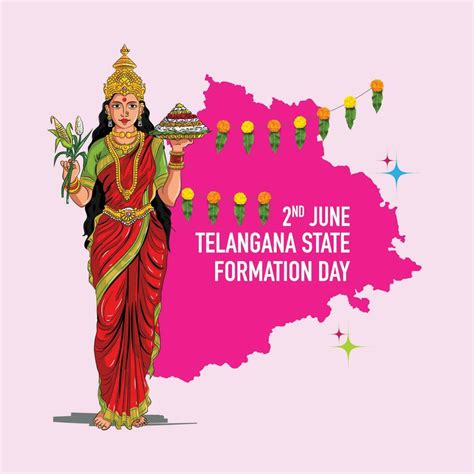 Happy Telangana Formation Day illuatration of telangana thalli with ...