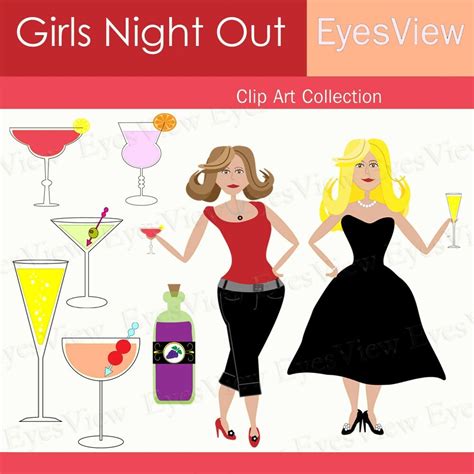 Clip Art Clipart Girls Night Out INSTANT by InkAndWhimsy2