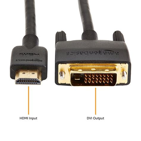 Amazon Basics HDMI to DVI Adapter Cable, Bi-Directional 1080p, Gold Plated, Black, 3 Feet, 1 ...