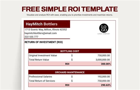 Free Simple ROI Template in Excel, Google Sheets - Download | Template.net