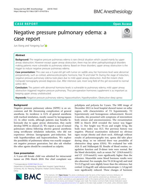 (PDF) Negative pressure pulmonary edema: a case report