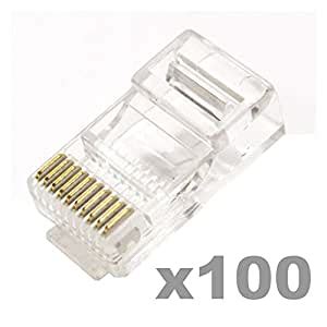Cablematic RJ48 connector RJ50 male 10P10C 100 units: Amazon.co.uk ...