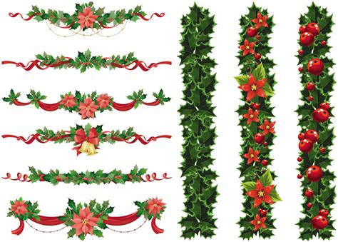 12 Christmas PSD Garland Border Images - Free Christmas Garland Clip Art Borders, Christmas ...