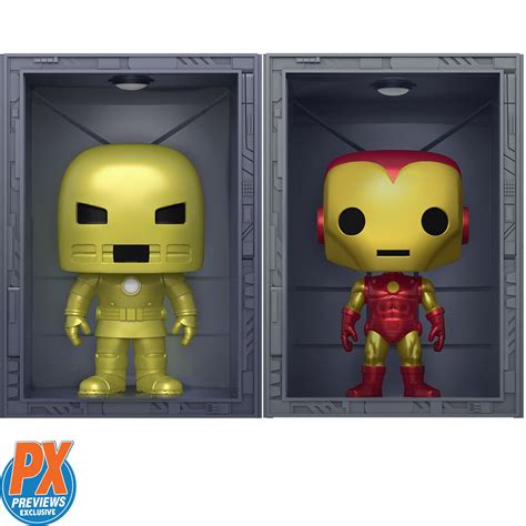 Marvel Iron Man Hall of Armor Iron Man Mark 1 and Mark 4 Deluxe Pop ...