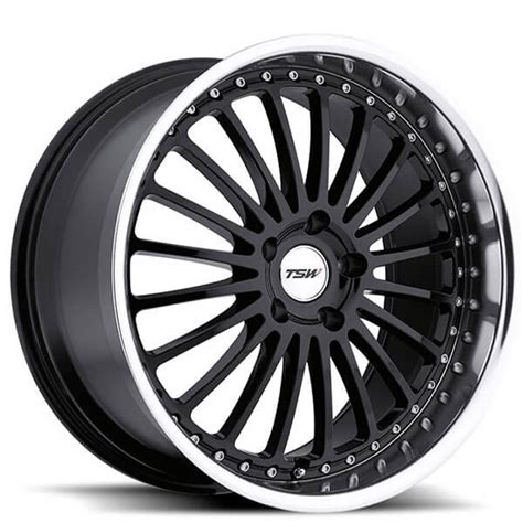 18" TSW Wheels Silverstone Gloss Black with Mirror Cut Lip Rims #TSW098-1