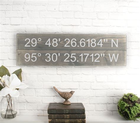 Buy a Custom Made Longitude Latitude Sign - Gps Coordinates Wood - Personalized Wood Home Wall ...