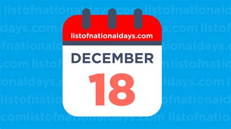 DECEMBER 18TH: National Holidays,Observances & Famous Birthdays