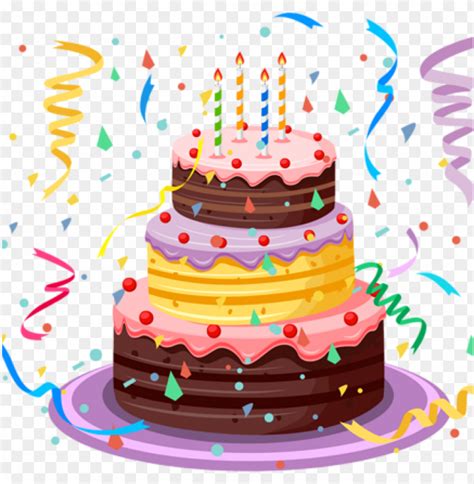 Happy Birthday Cake Clipart Birthday Cake With Confetti - Transparent Background Birthday Cake ...