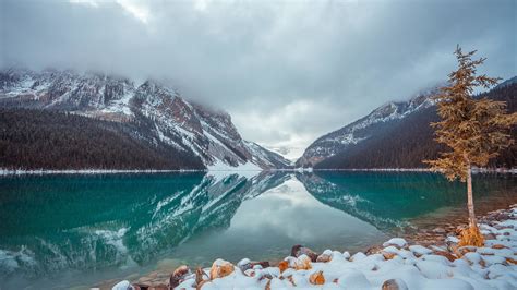 Image Banff Canada lake Louise Nature Mountains Lake Snow 1920x1080