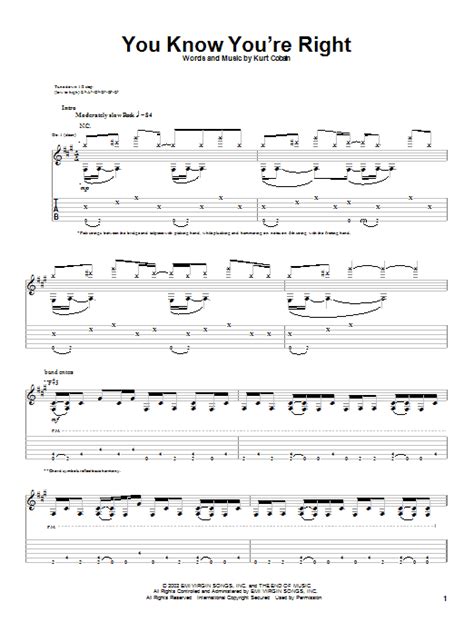 You Know You're Right by Nirvana - Guitar Tab - Guitar Instructor