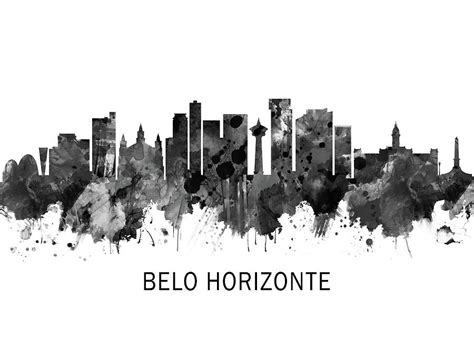 Belo Horizonte Brazil Skyline BW Mixed Media by NextWay Art - Fine Art ...