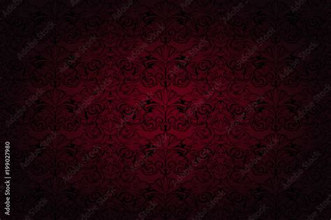 Royal, vintage, Gothic background in dark red and black with a classic Baroque pattern, Rococo ...