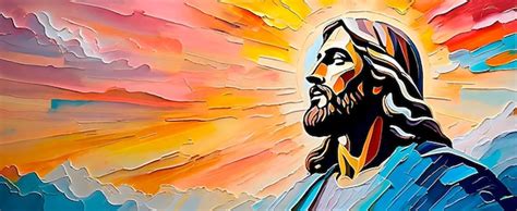 Premium AI Image | Colorful portrait of Jesus Christ looking to the sky ...