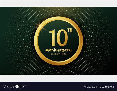 Golden 10th years anniversary celebration Vector Image