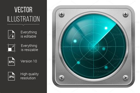 Radar screen in metal frame.