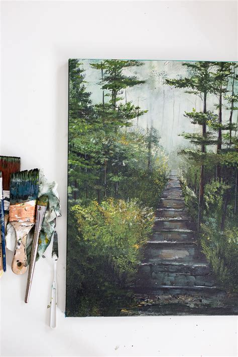 Misty Forest Acrylic Painting | Acrylic painting canvas, Nature art ...