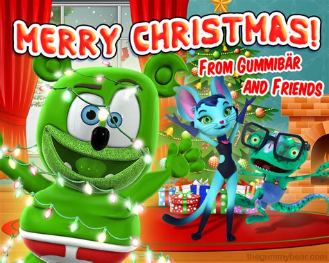 an animated christmas card with characters from gummy bear and friends ...