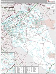 Burlington County, NJ Zip Code Wall Map Premium Style by MarketMAPS