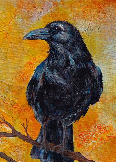 Raven On Canvas by Darlene Fletcher | Crow painting, Raven artwork, Art