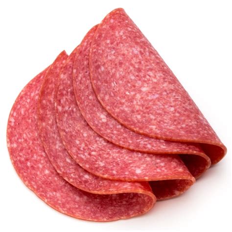 Premium Photo | Salami slices isolated closeup