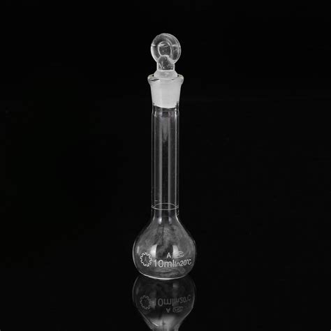 10ml clear glass volumetric flask w/ glass stopper lab chemistry ...