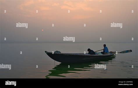 Sunrise on the Ganga River in Varanasi Stock Photo - Alamy